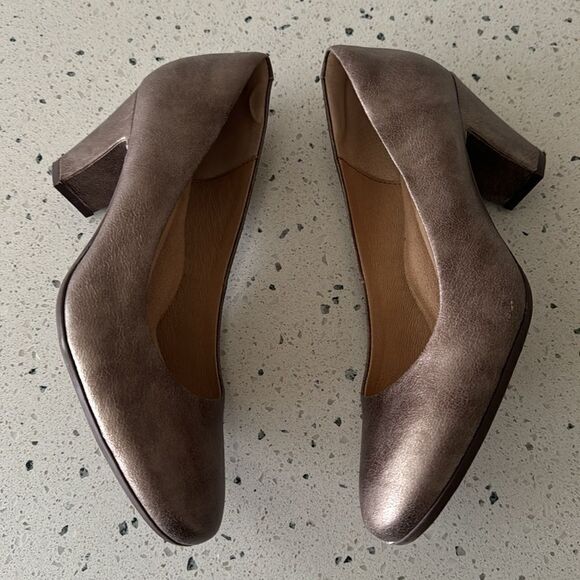 Sofft Lana Women’s Bronze Leather Pumps Block Heeled Comfortable Shoes Size 9M - Picture 4 of 15